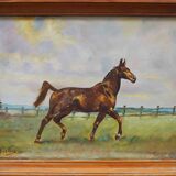 Riding painting: Horse on the trot HSP signed (to be deciphered) - 1969