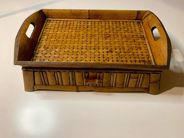 Plateau a thé vintage en bambou