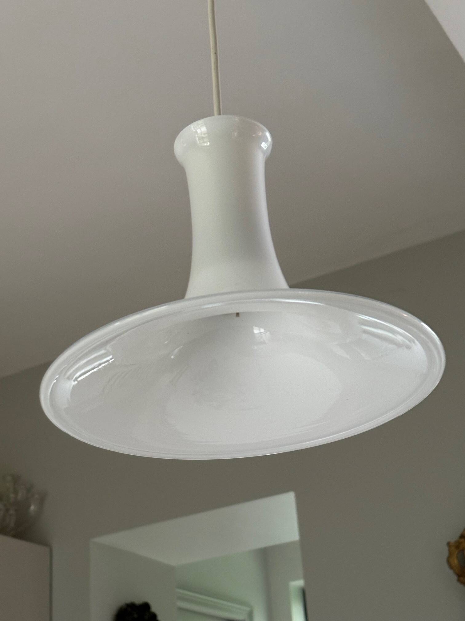 opaline pendant light - Sweden, 1970s