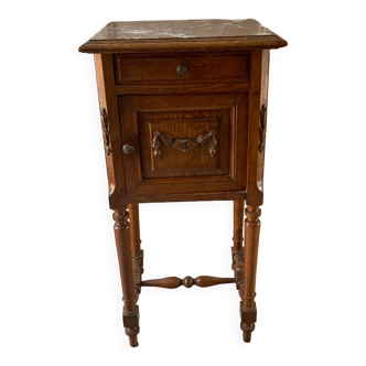 Old bedside table marble top