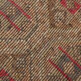 3x9 Faded Brown & Red Geometric Style Rug, Vintage Kilim Rug, 92x280Cm