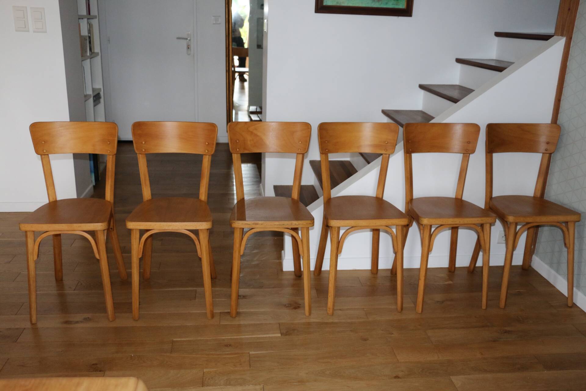 Set of 6 Baumann chairs No. 33 light beech