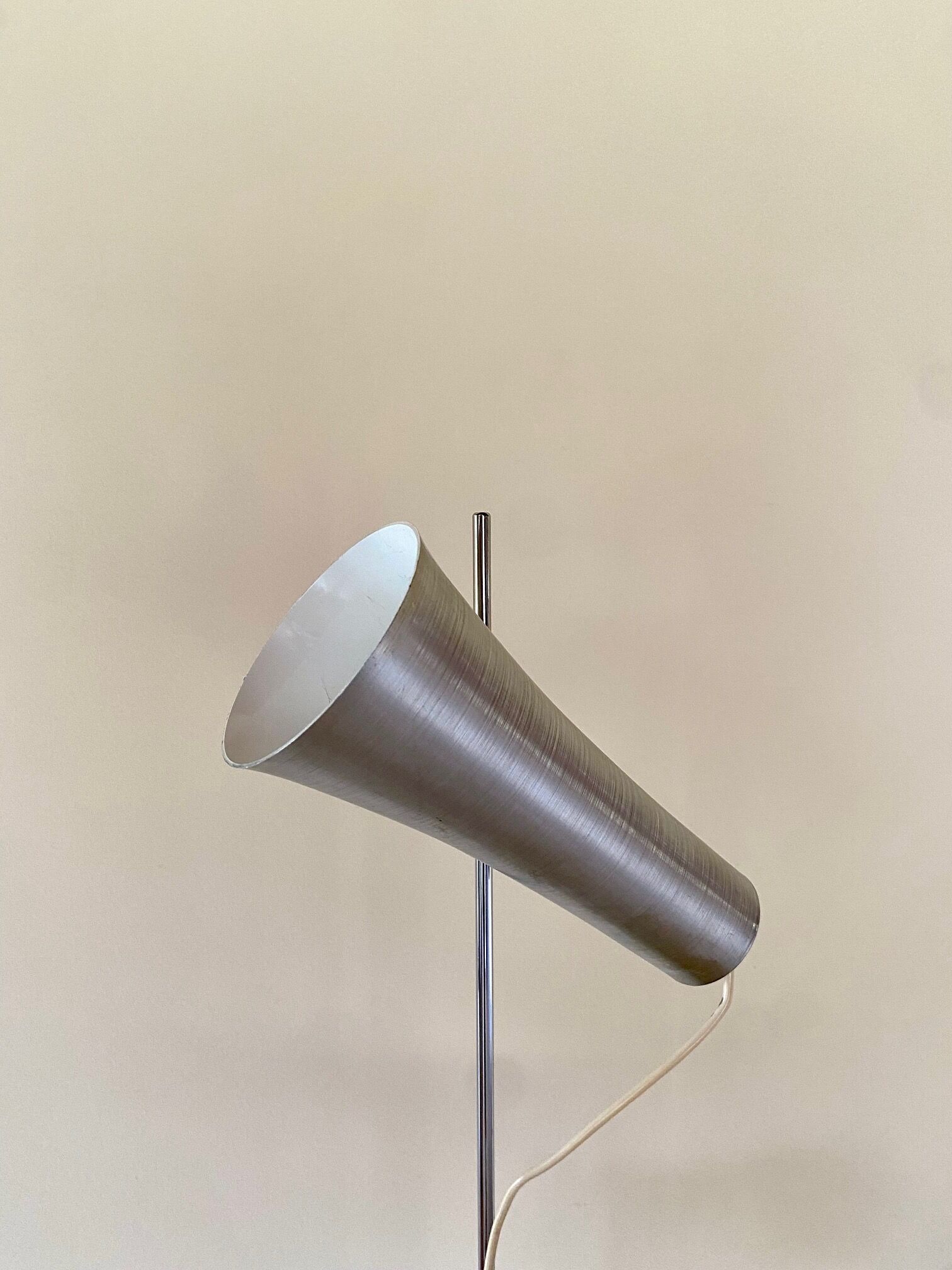 Floor lamp with 3 adjustable spots in stainless steel, 1970's