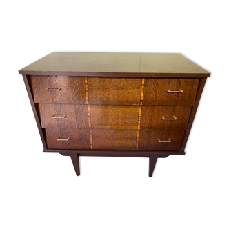 Vintage Commodity 3 drawers varnished golden handles