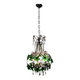 Lampe suspendue Macaroni à fleurs vertes des années 1950