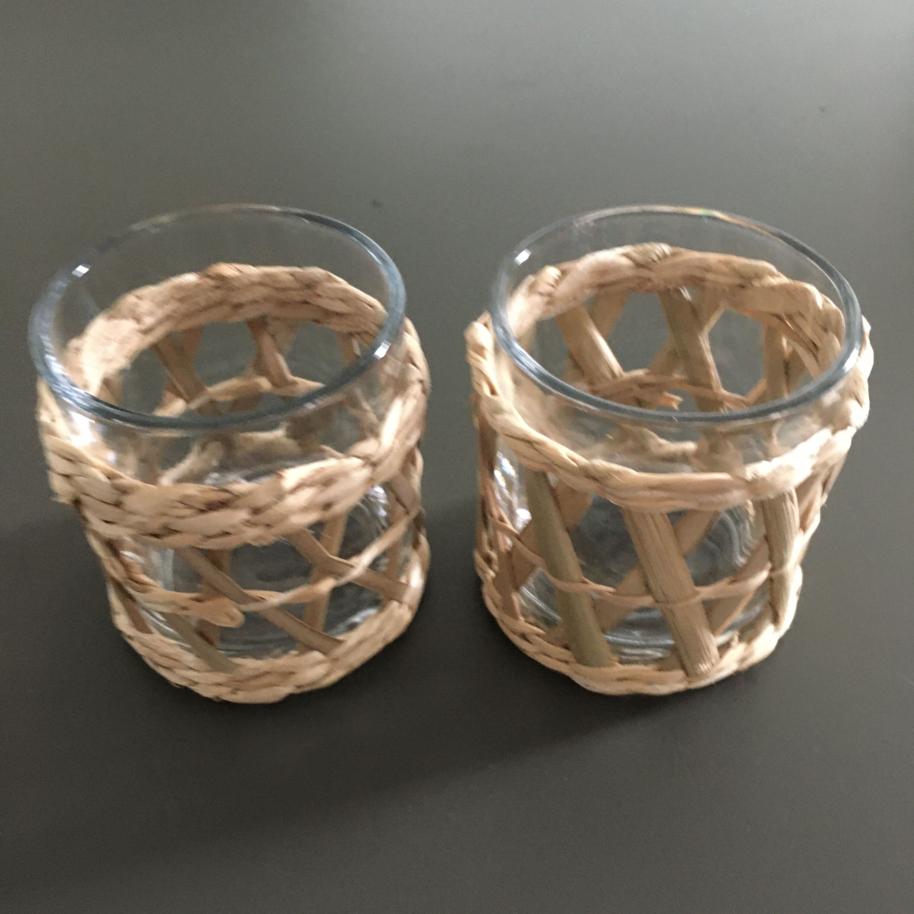 Pair of photophores with rattan