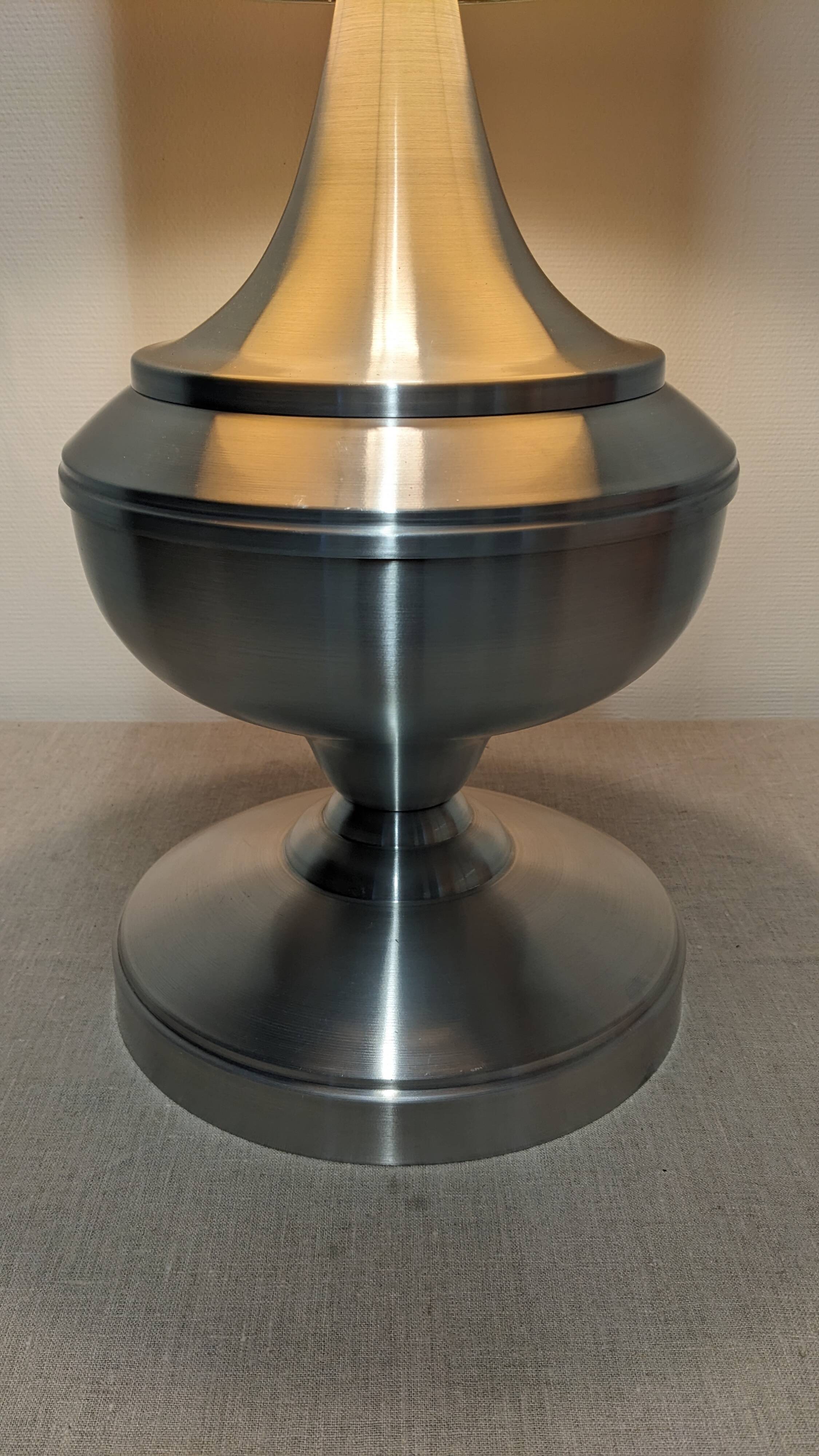 Space age XL living room lamp in brushed aluminium, France circa 1970.