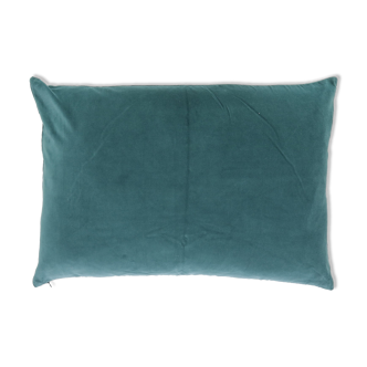 Coussin en velours 75x50cm couleur bleu canard