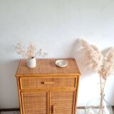 Vintage rattan sideboard from the 1970s.