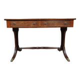 Superb english flat center desk napoleon iii style in mahogany circa 1880