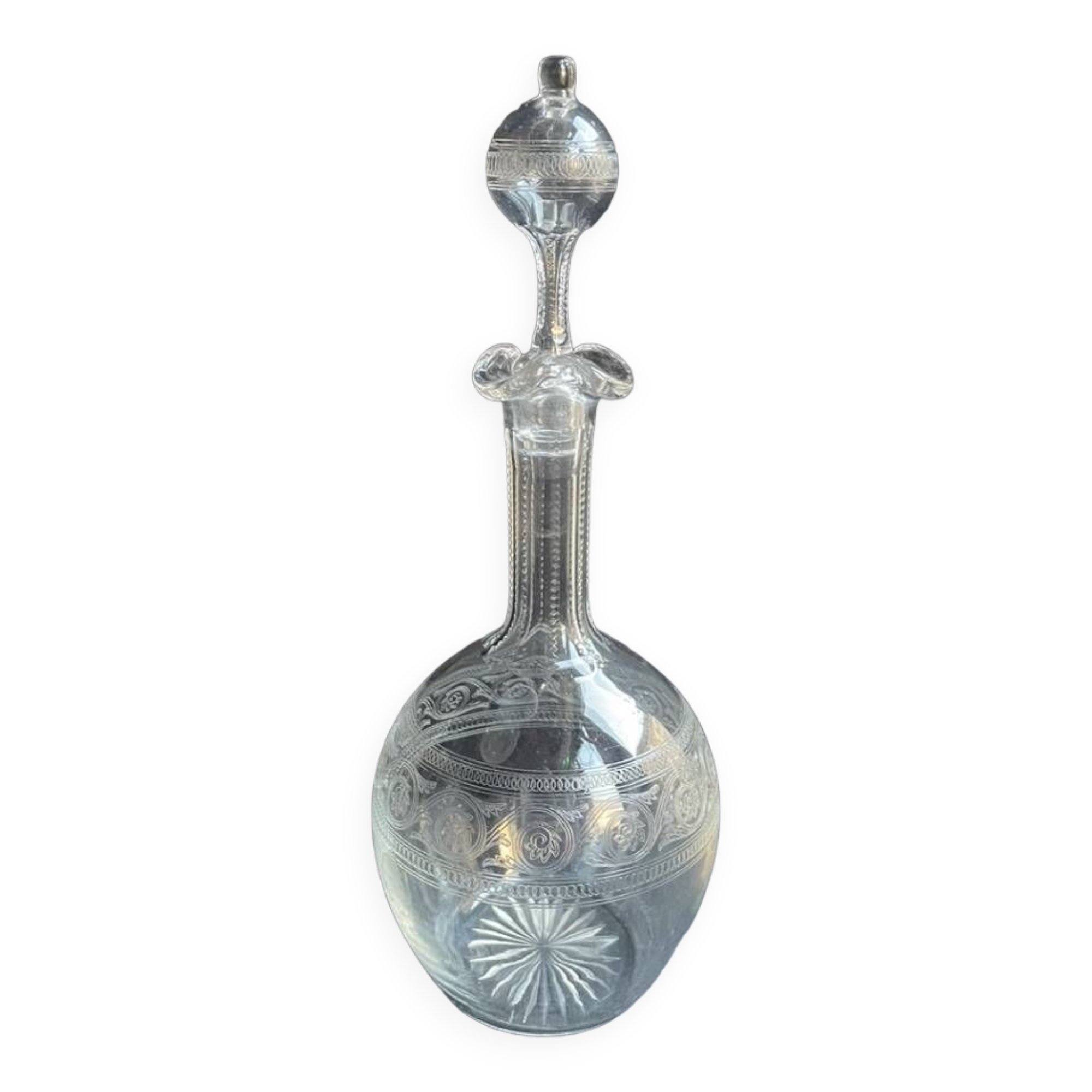 Baccarat carafe with Athenian engraving