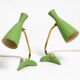 Pair of beautiful green Mid Century Modern Diabolo crow's foot table lamps