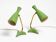 Pair of beautiful green Mid Century Modern Diabolo crow's foot table lamps