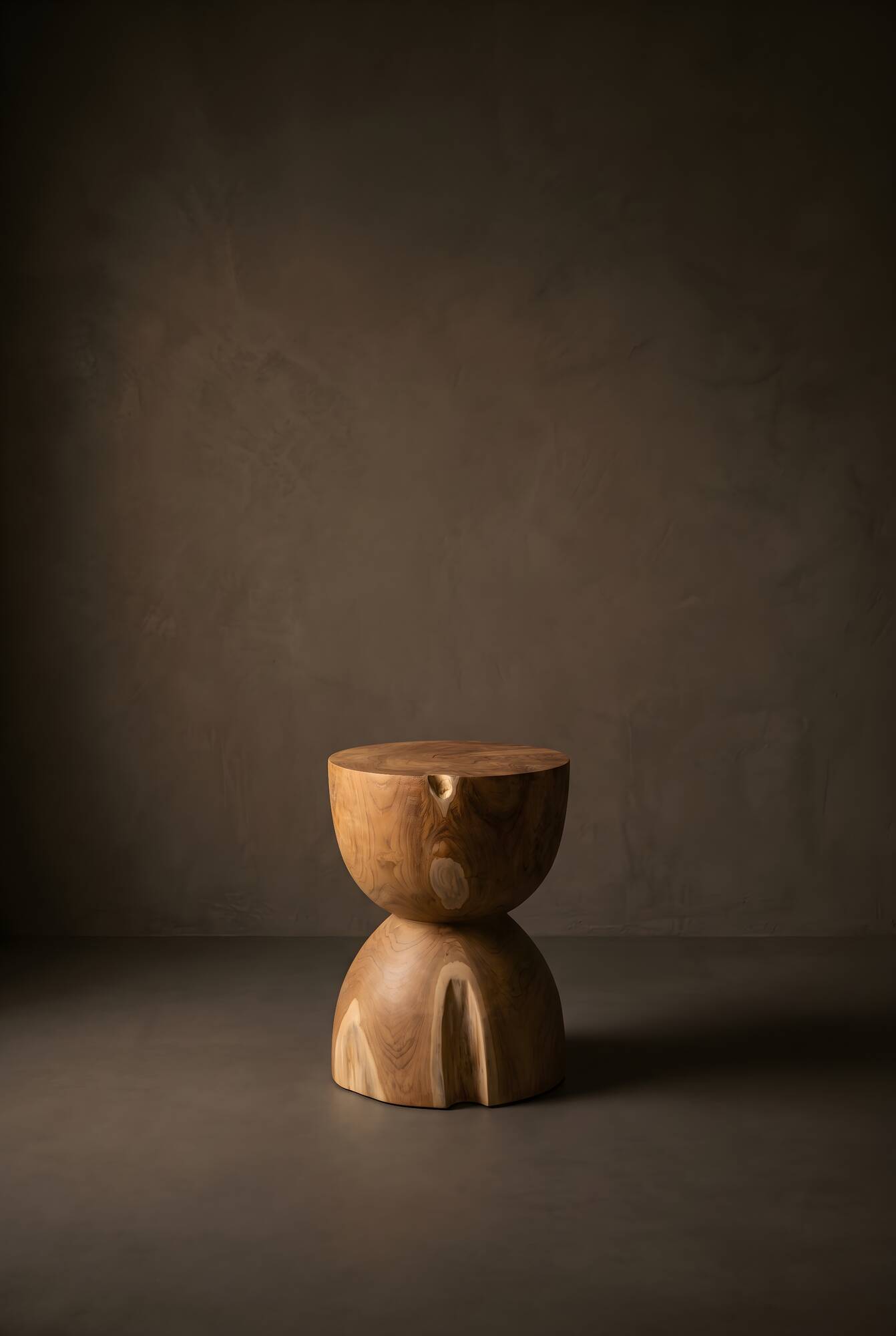 PIA stool in hand-carved solid recycled teak