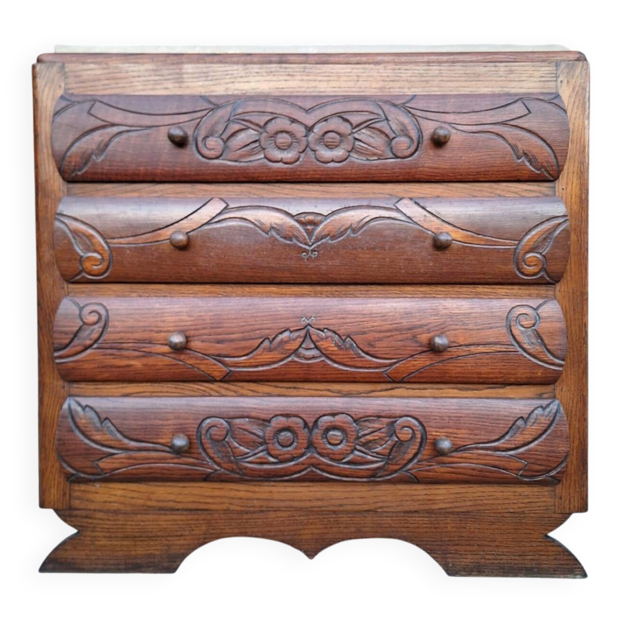 Art Deco commode, vintage antique piece with marble top.