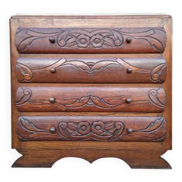 Art Deco commode, vintage antique piece with marble top.