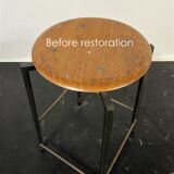 Extraordinary Danish workshop stool / fully restored / teak / steel / mid-century modern design / industrial / 1960s
