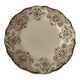 Antique earthenware plate – brown floral decoration – late 19th, early 20th century