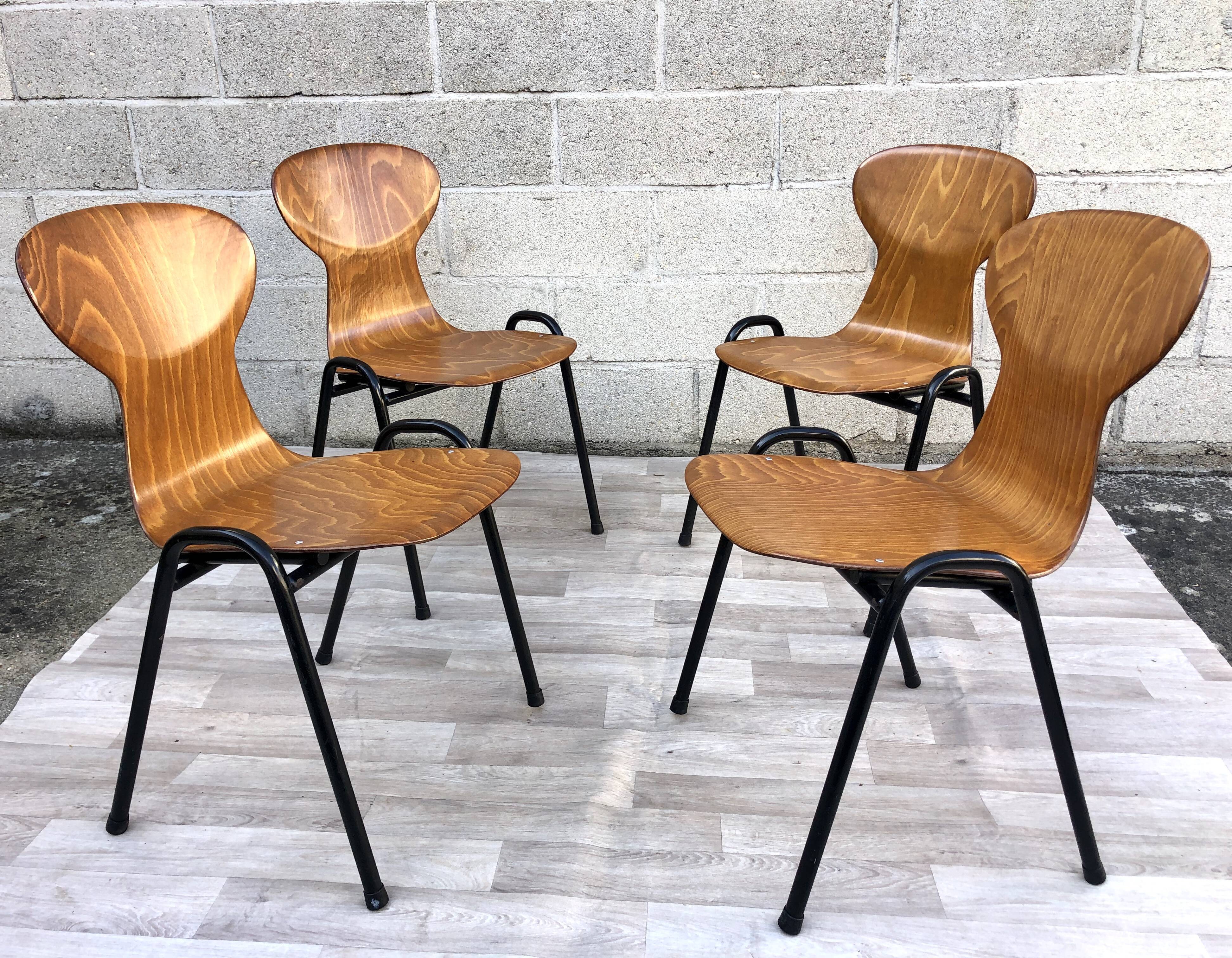 Lot of 4 chairs Ant Eromes 60s vintage