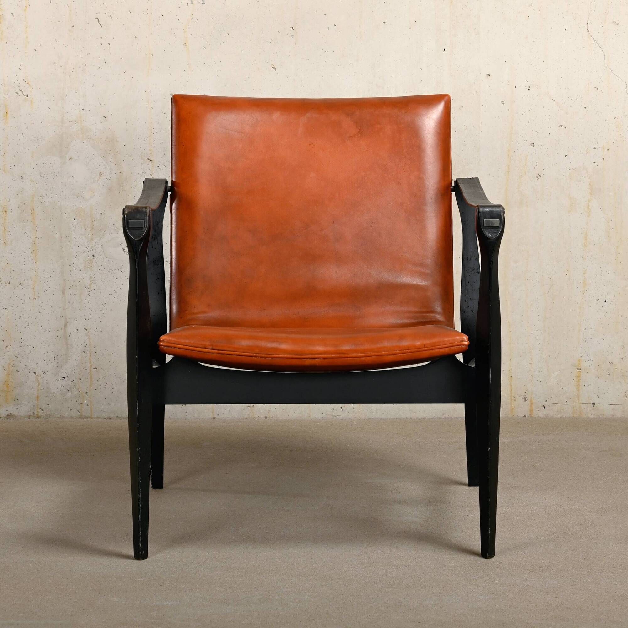 Karen & Ebbe Clemmensen Safari Chair in leather for Fritz Hansen, Denmark