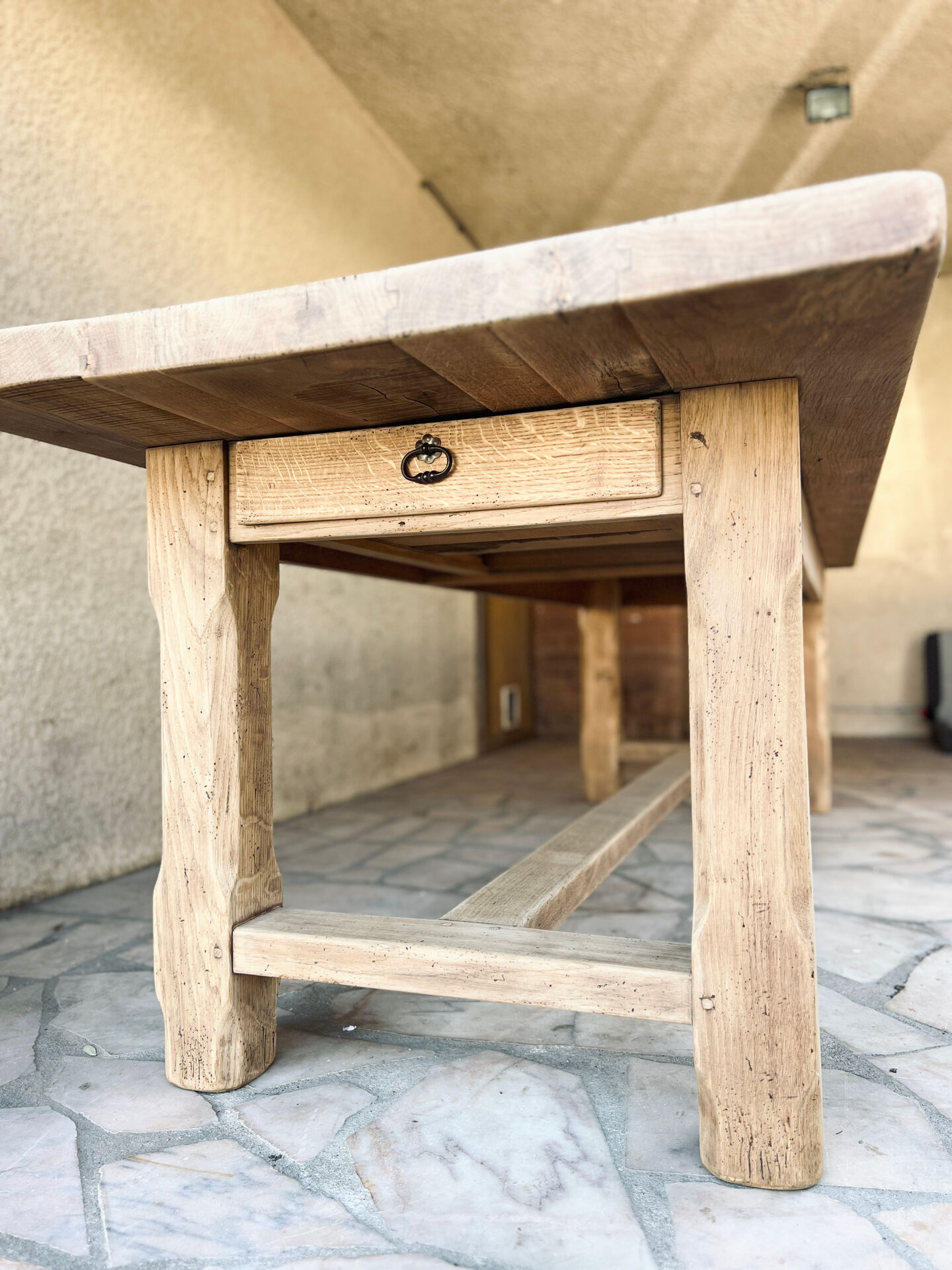 Large farmhouse table - solid oak - drawer