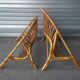 Bed in 2 parts, head and foot, or vintage rattan bench.