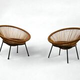 Pair of rattan armchairs, circa 1960-1970