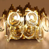 Pair of vintage wall lamps, gold fine gold, crystal, 60s