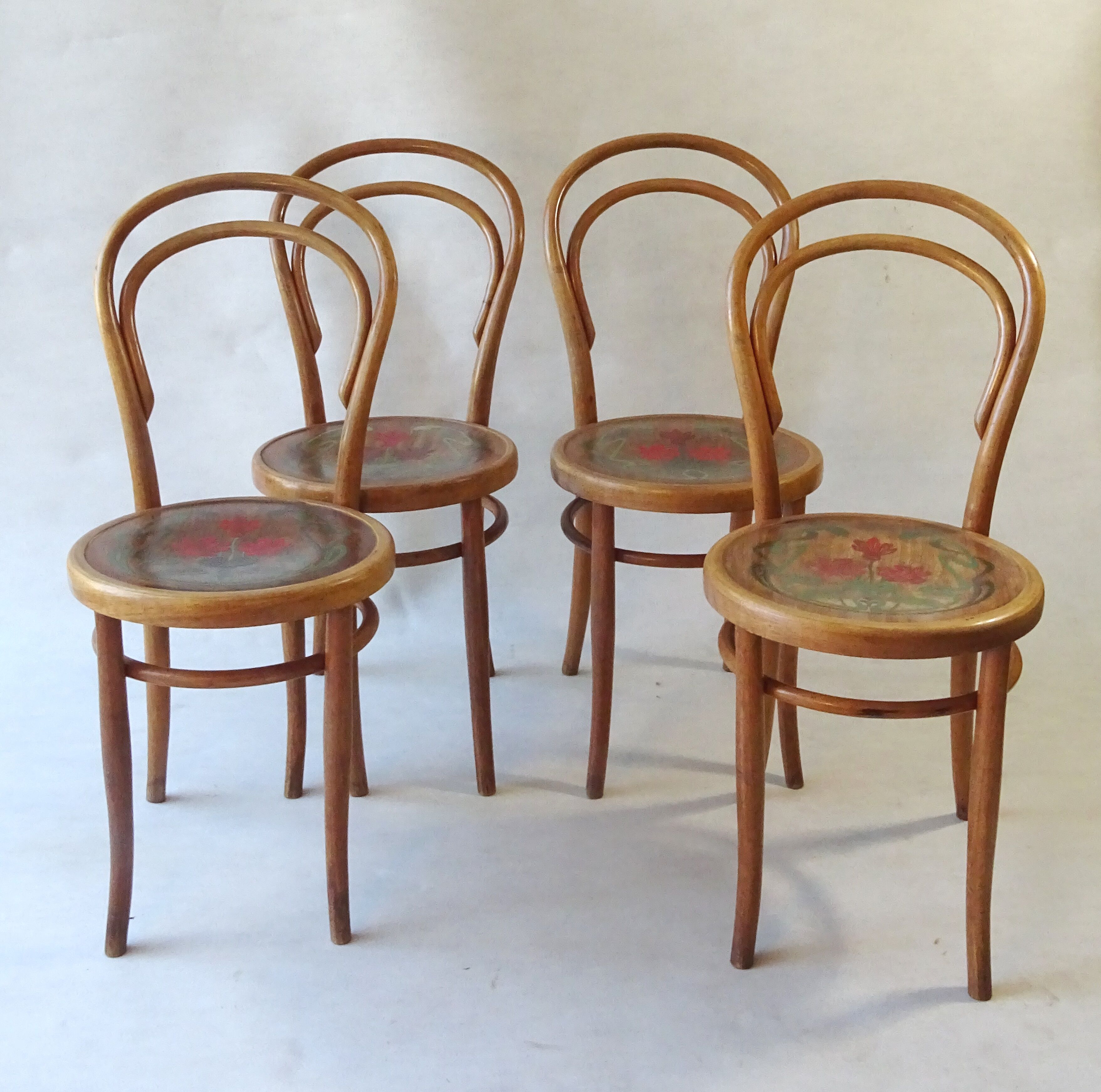 Set of 4 chairs n°14 1/2 by fiume around 1910 art nouveau revisited bistro