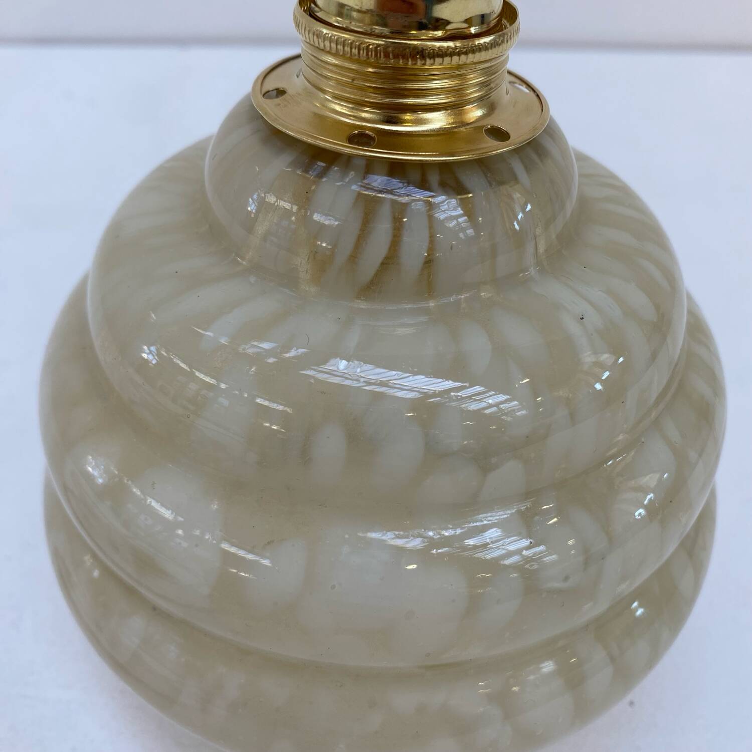 Pale yellow Clichy glass portable lamp
