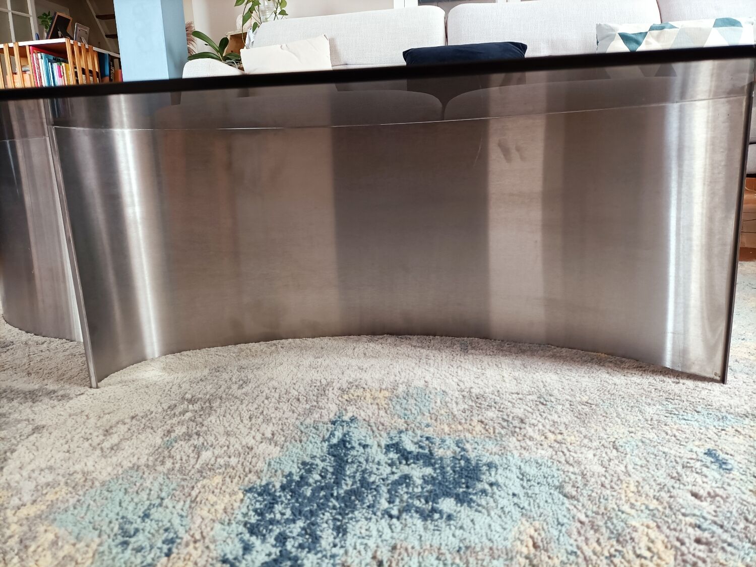 Brushed steel coffee table space age