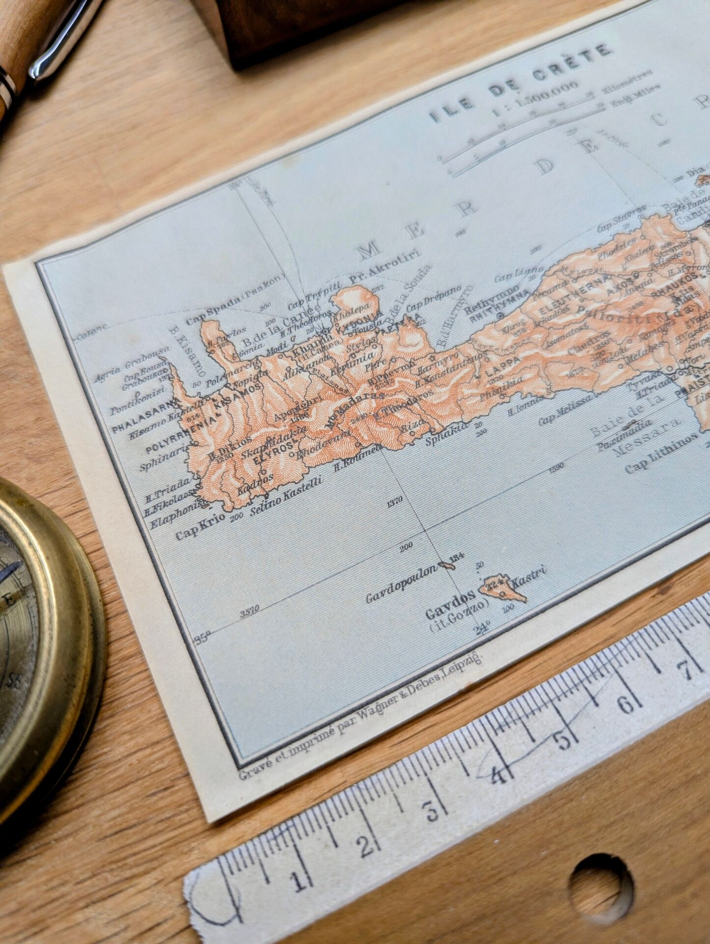 La Crète, Grèce, petit plan original imprimée en 1910.