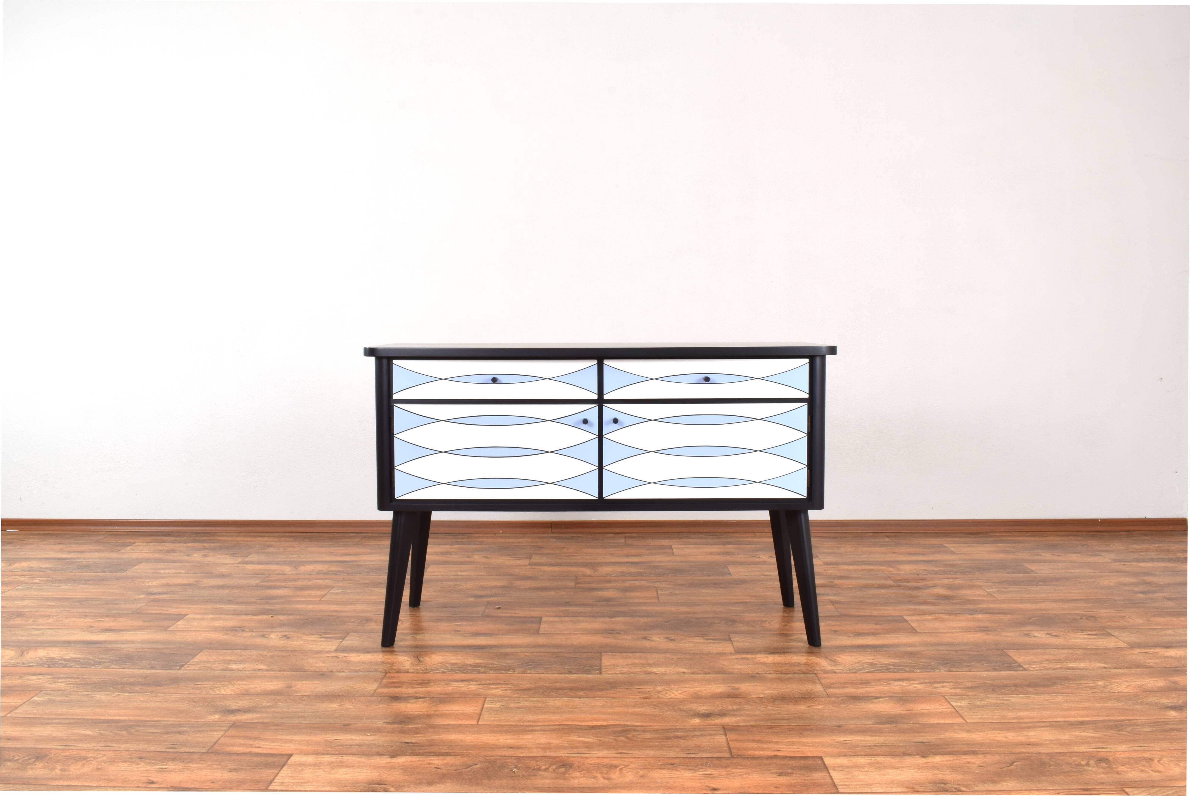 Mid-Century Op-Art. Hand-Painted German Sideboard, 1960s.