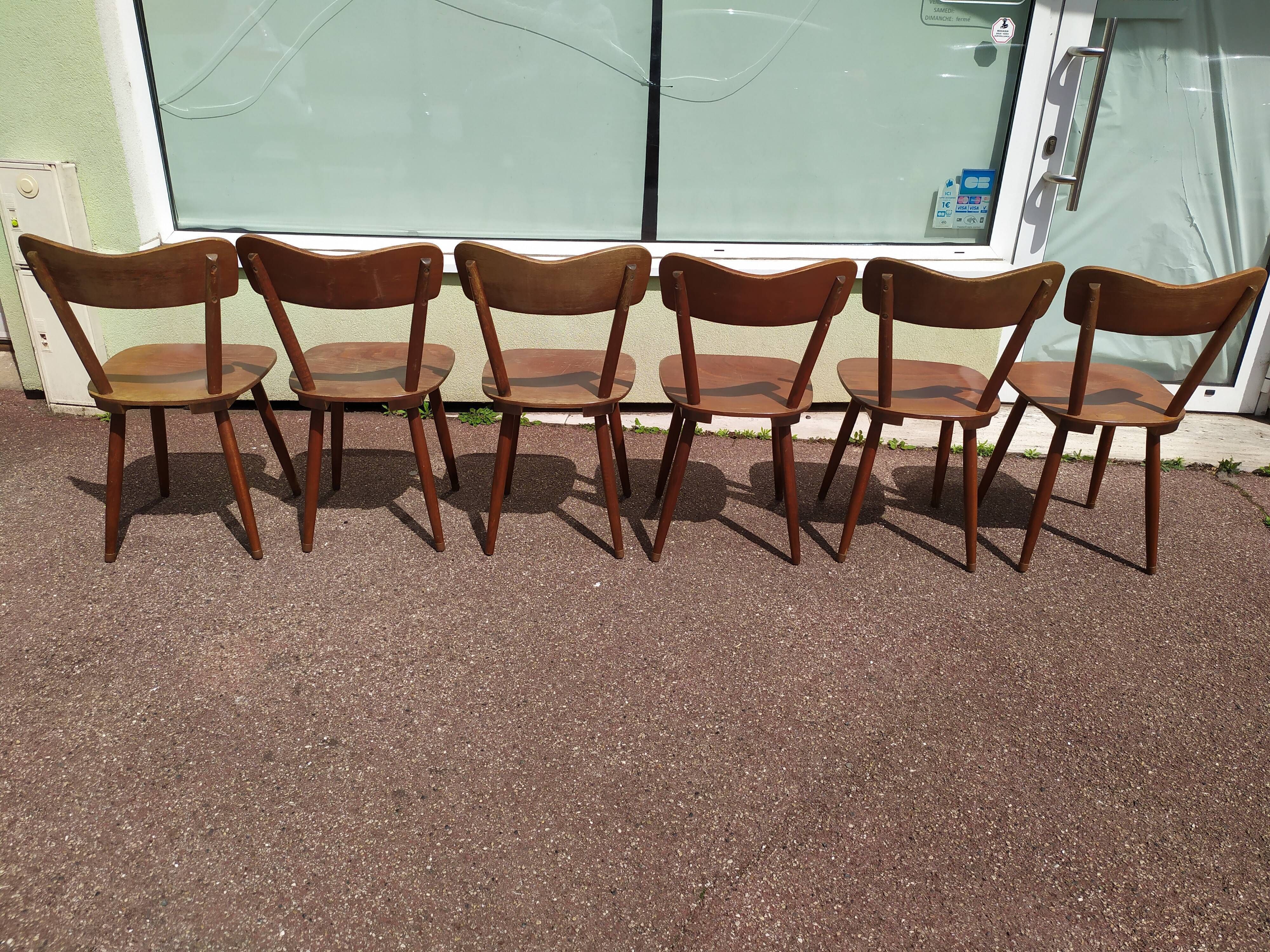 Lot of 6 wooden bistro chairw German