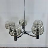Vintage 70's chrome metal chandelier by Gaetano Sciolari