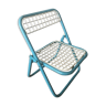 Chaise pliante enfant metal blanc et bleu