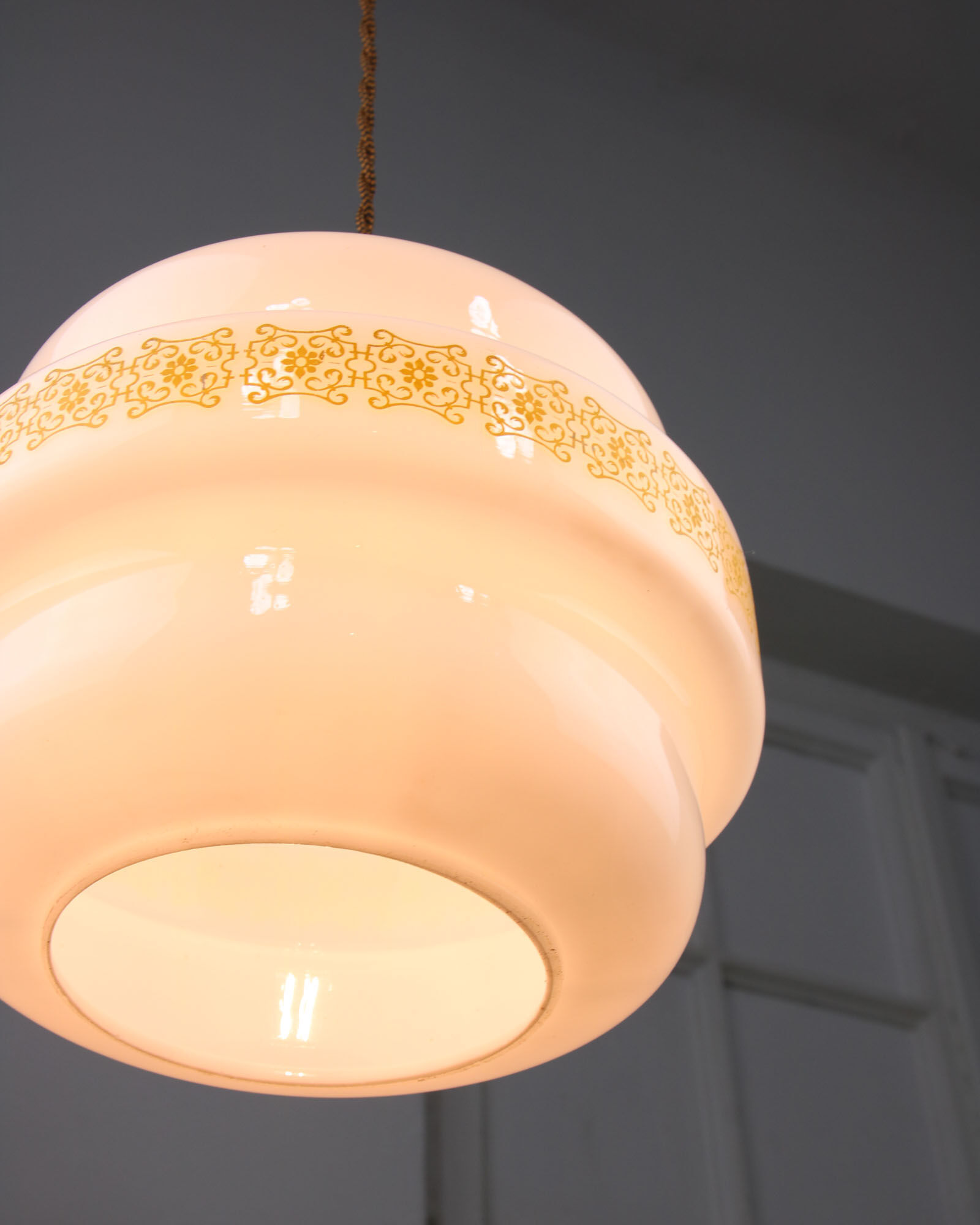 Mid-century Glass & Brass Pendant Lamp