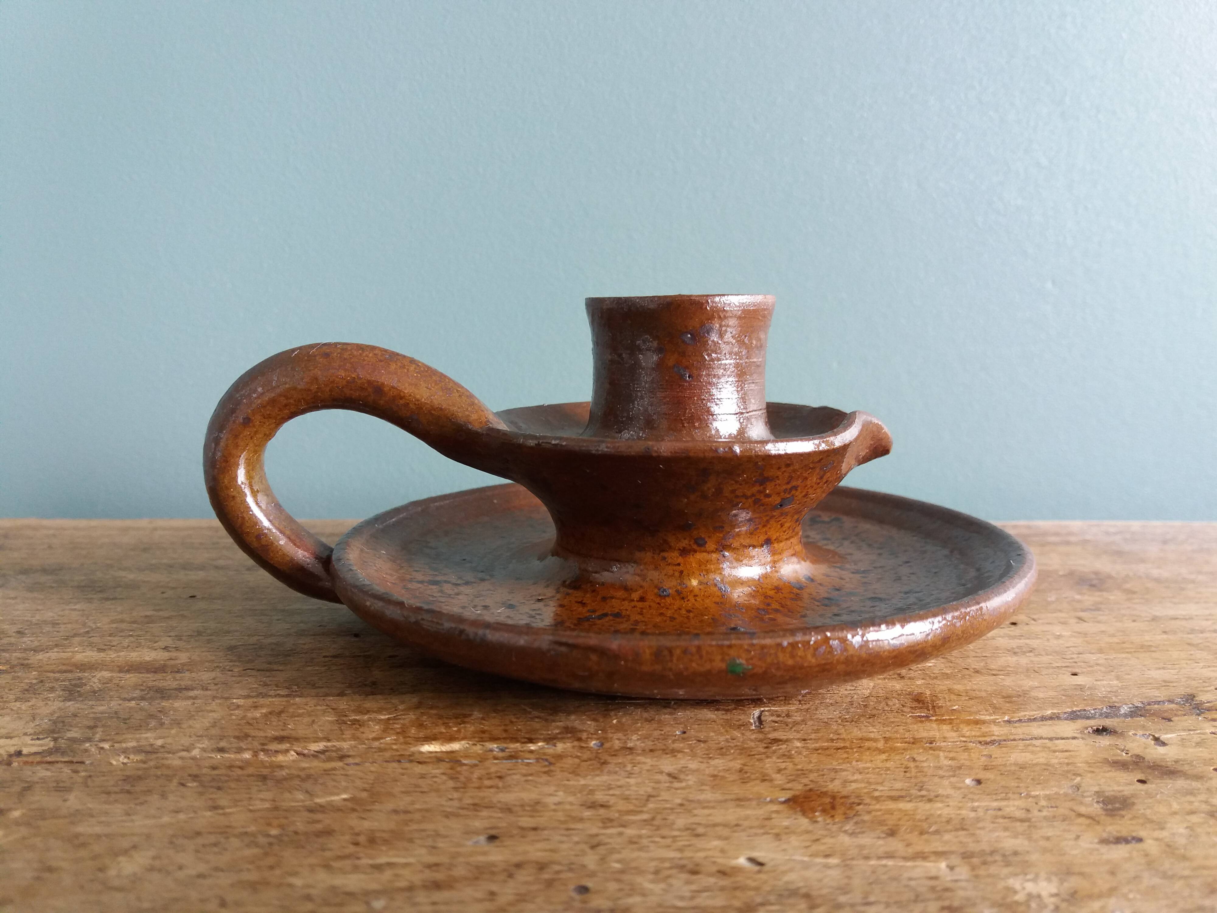 Cellar rat hand candle holder with pyrite terracotta