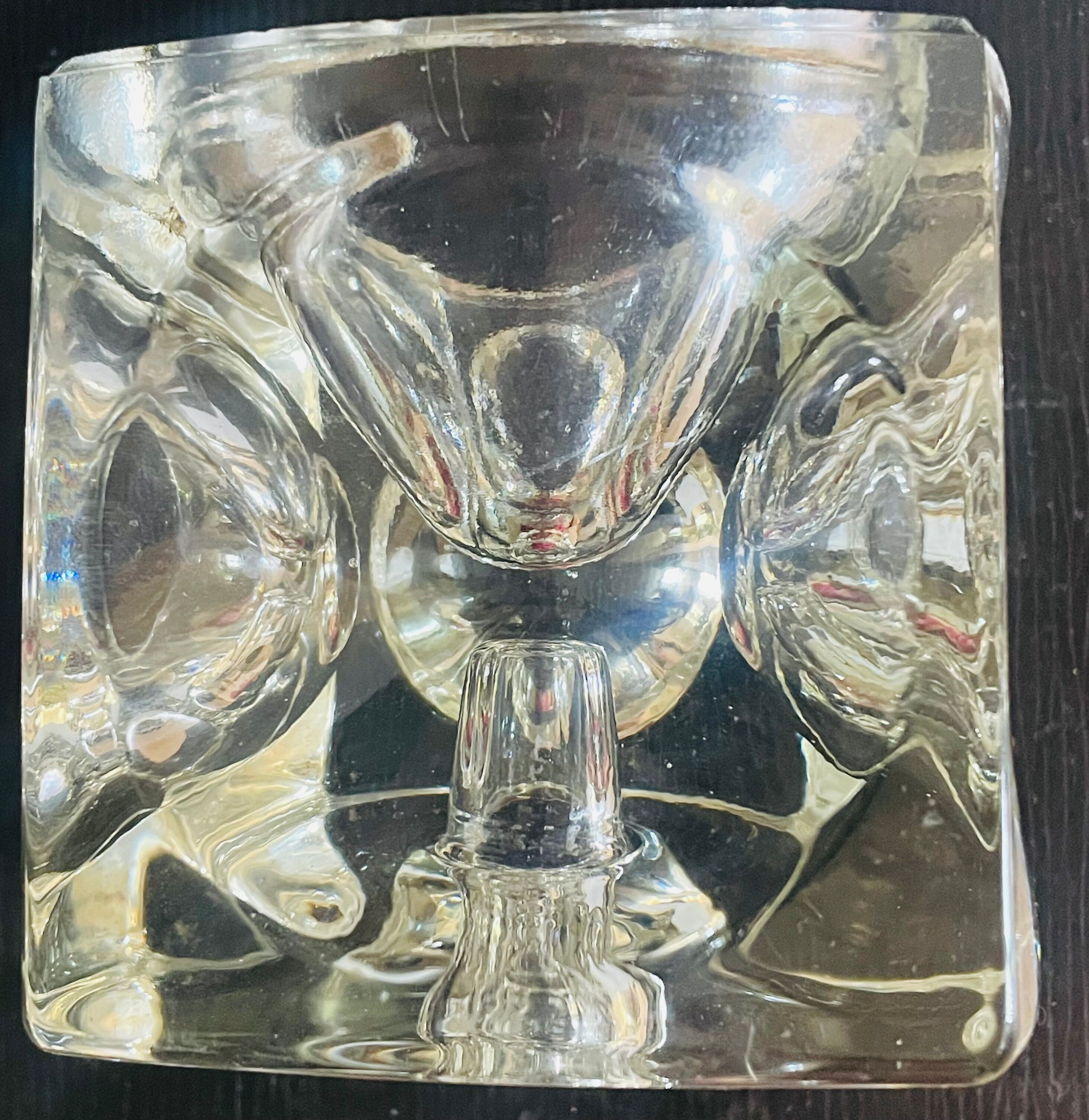 "Ice Cube" candle holders in solid glass attributed to Peill & Putzler - All