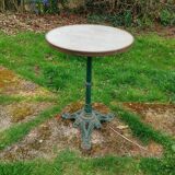 Table bistrot ronde ancienne avec plateau marbre