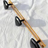 COAT RACK in gold metal and 3 black triangular PATERES circa 1960 Vintage