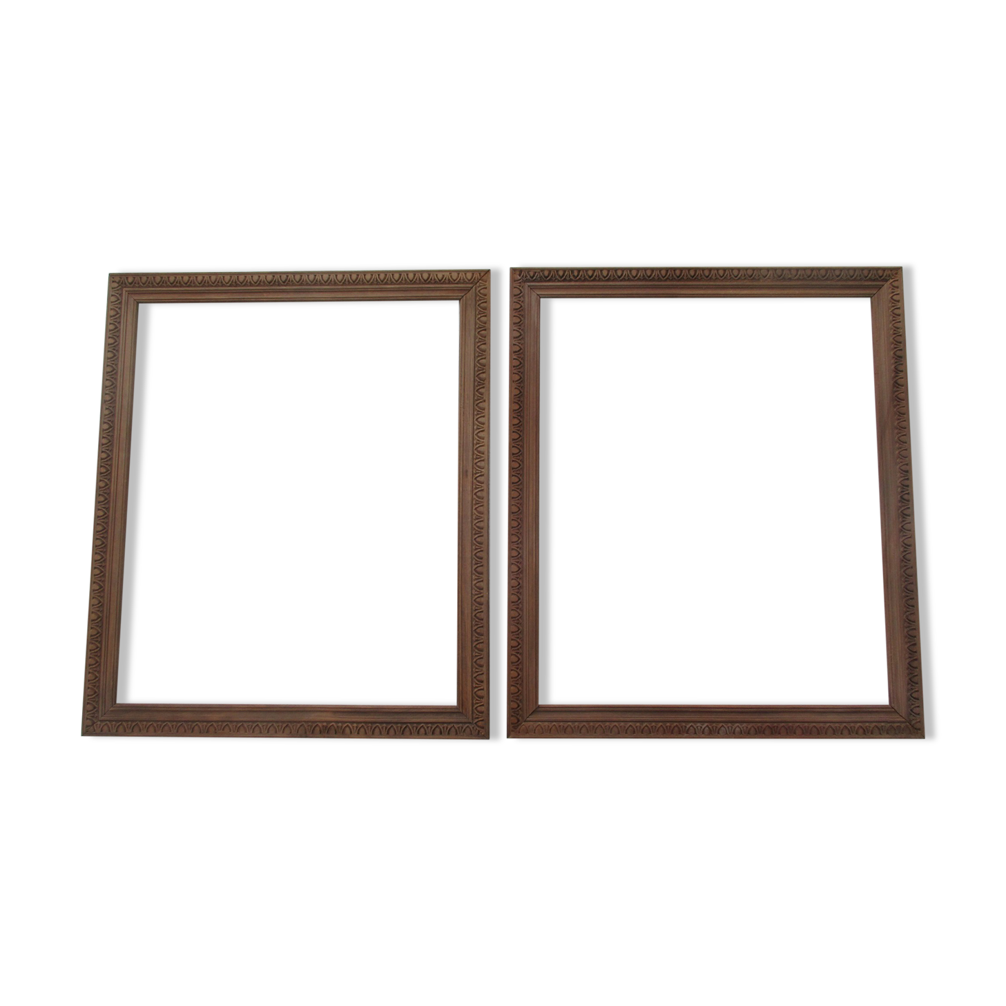 Pair of old wooden frames, oves decoration