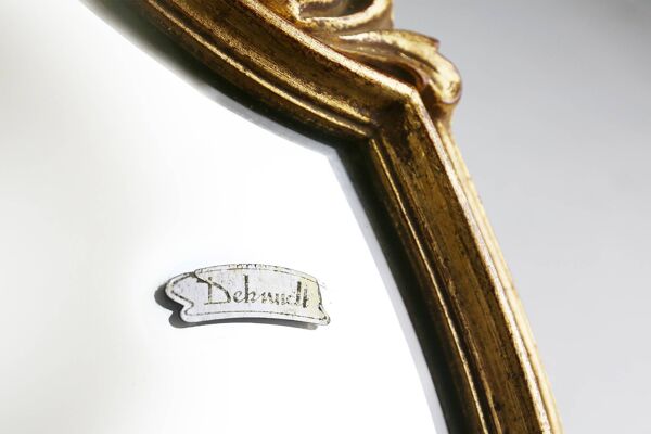 Miroir romantique de style baroque avec étiquette originale « Deknudt », Belgique, années 1970
