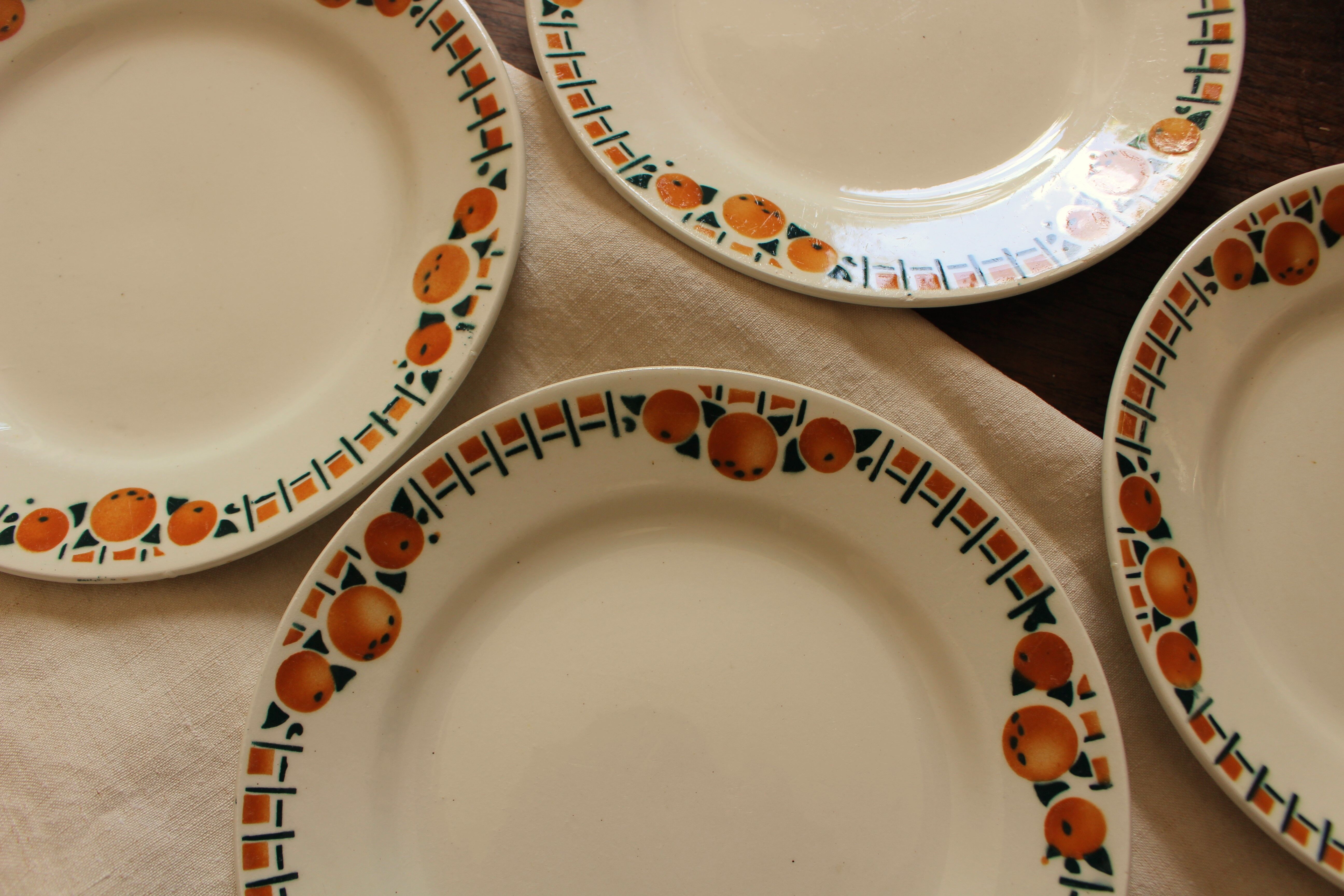 Lot 5 plates Cotentin Saint Amand Vintage Oranges