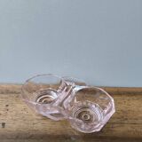 Vintage pink moulded glass salt and pepper shaker set.