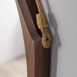 VINTAGE 1970S OVAL WALL MIRROR IN WOOD, ITALIAN DESIGN