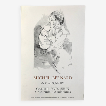Michel bernard, galerie yves brun, 1976. affiche originale
