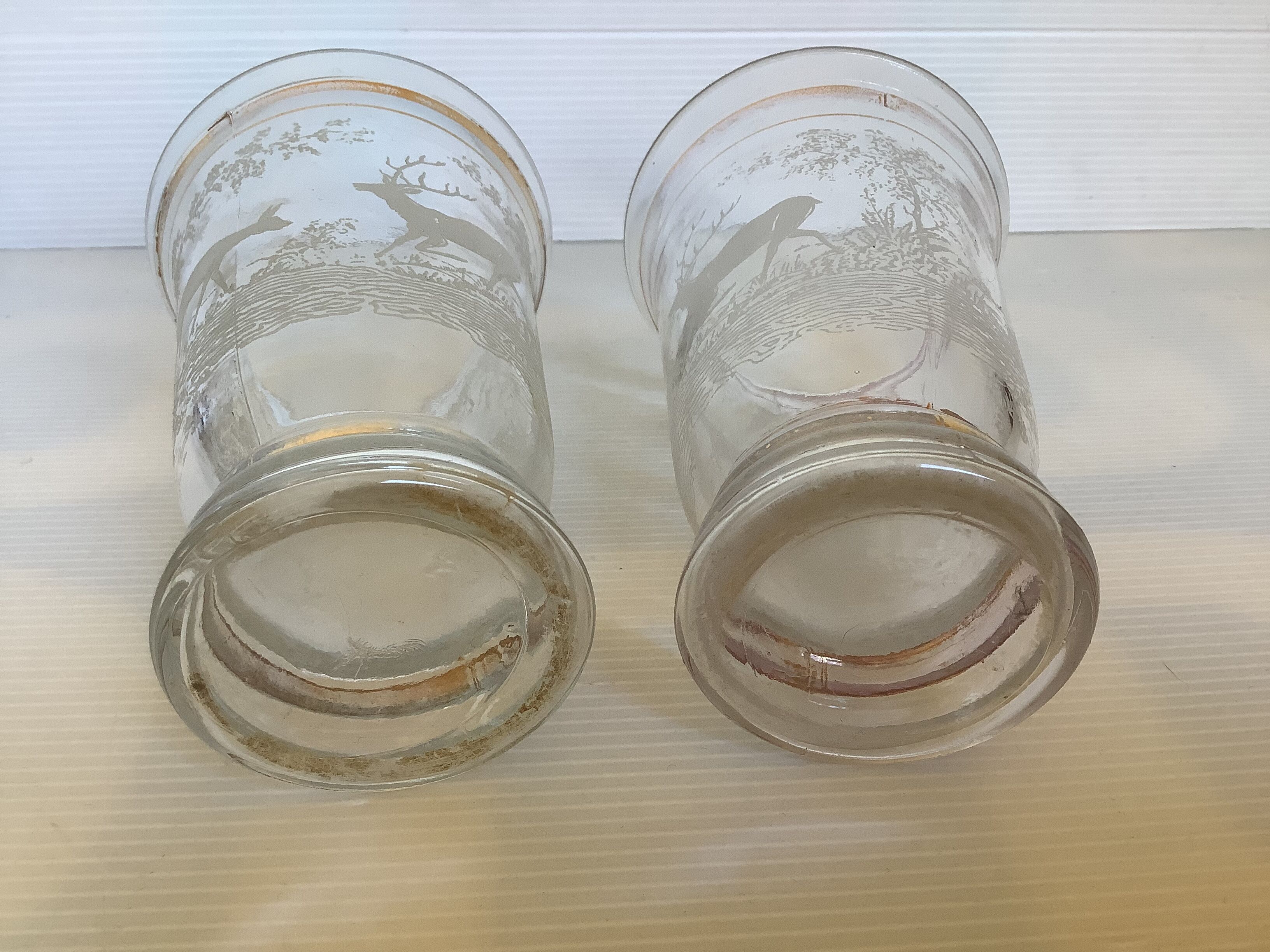 Pair of old deer vases deer molded glass