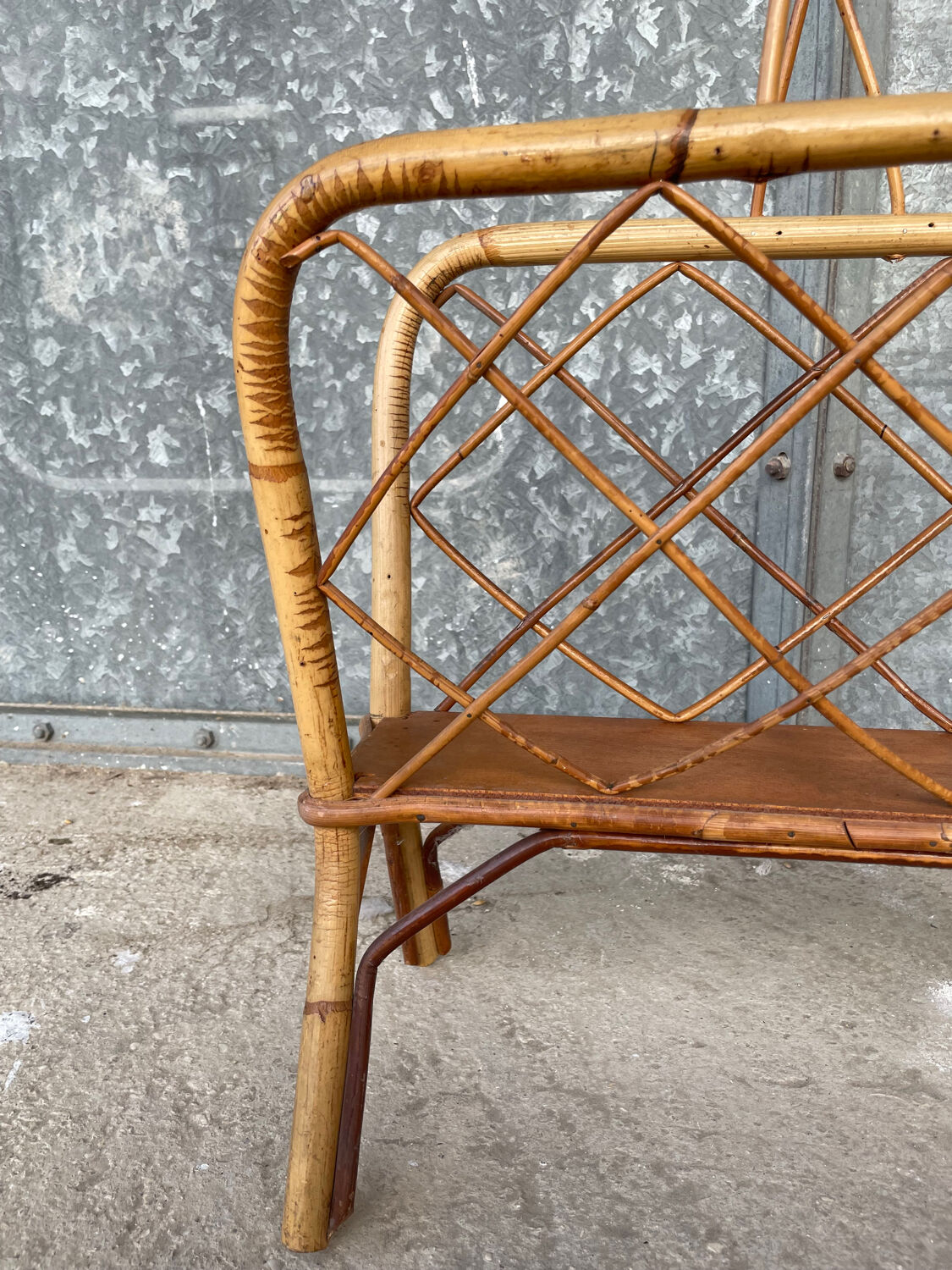 Vintage rattan magazine rack