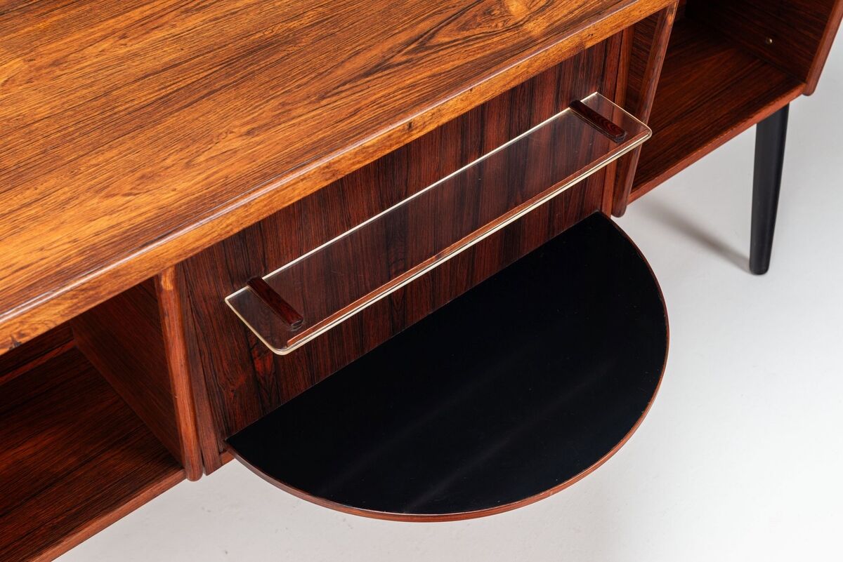 Scandinavian executive desk in rosewood with bar Denmark 1960